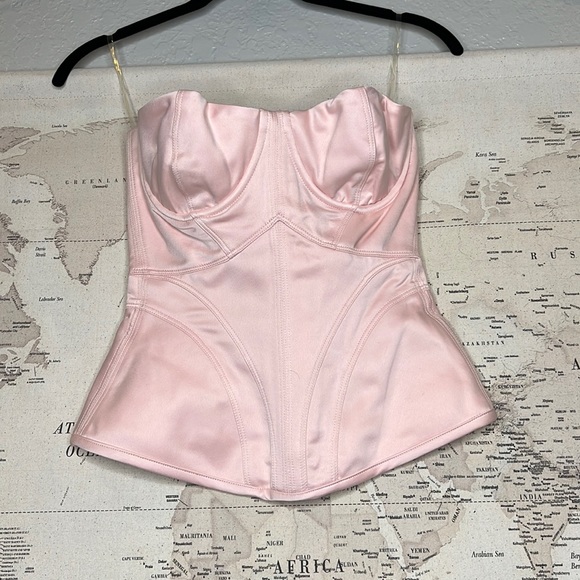 RARE HOUSE OF CB 'Antonella' Blush Satin Boned Corset NWOT - Picture 9 of 12